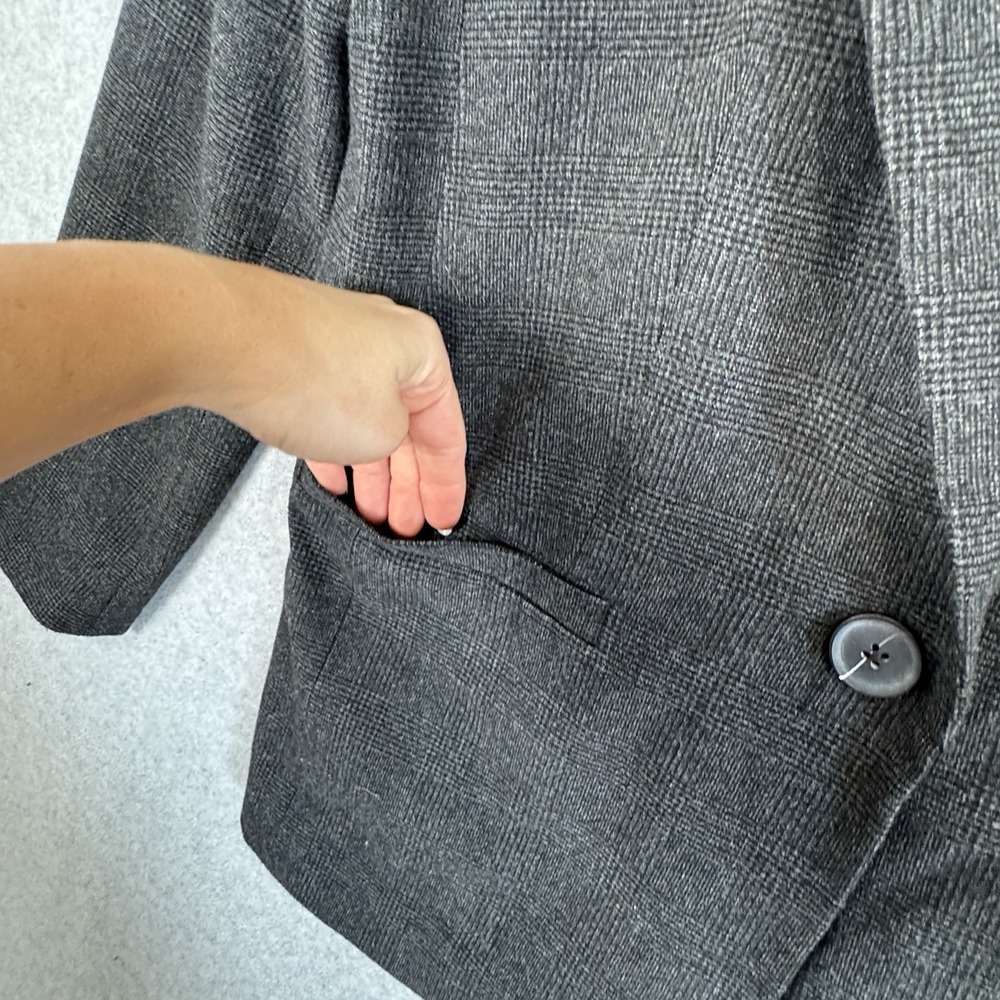 A New Day Target Plaid Blazer Womens S Gray Glen Check One Button Lined - Picture 6 of 16